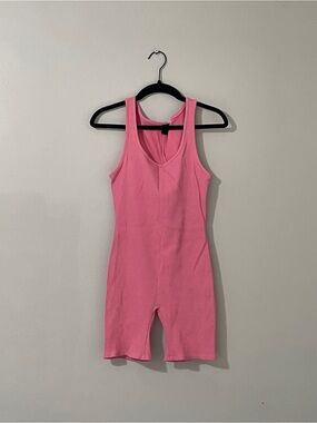 LA Luxe Pink Ribbed One-Piece Romper